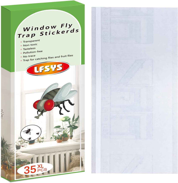50 Pack Window Fly Trap, Fruit Fly Traps for Indoors, Fly Paper Sticky Strips, Fly Traps for Indoors Clear