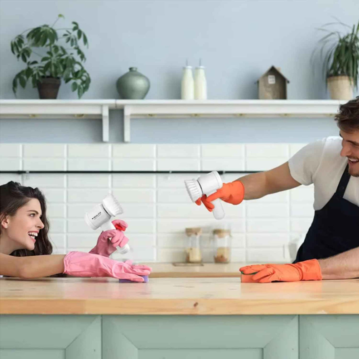 VIMALIFE Electric Spin Scrubber, Cordless Bathroom Cleaning Brush IPX6 Waterproof with 5 Replaceable Heads, Power Scrubber for Bathtub, Tiles, Car Wash, Kitchen & Multi-Surface Home Cleaning