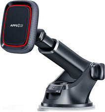 APPS2Car Magnetic Phone Mount for Car, Dashboard & Windshield Suction Cup Holder with Telescopic Arm, Requires Metal Plate for Proper Use, Fit for Android Smartphones(NOT for MagSafe)