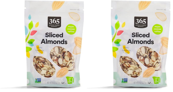 365 by Whole Foods Market, Sliced Almonds, No Sugar Added, 8 Ounce Bag for Baking and Cooking