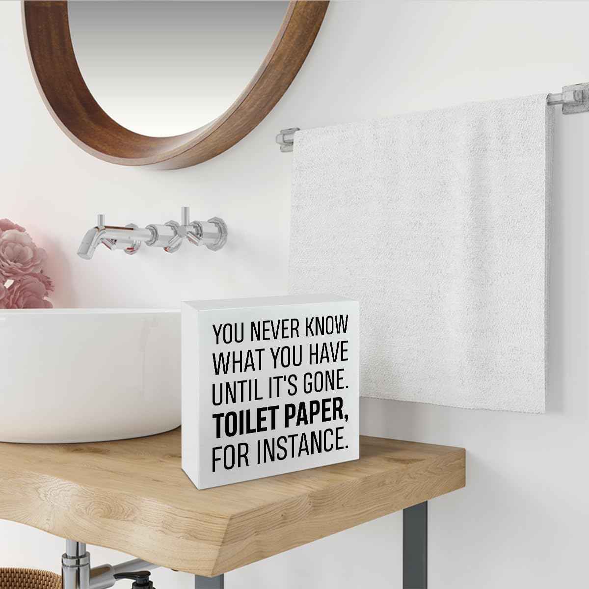 Funny Restroom Bathroom Wooden Signs, Funny Bathroom Sayings, Humor Washroom Quotes Block Plaque, Wall Art/Home Decor, Rustic Wooden Box Signs, Farmhouse Decor, Housewarming Gift