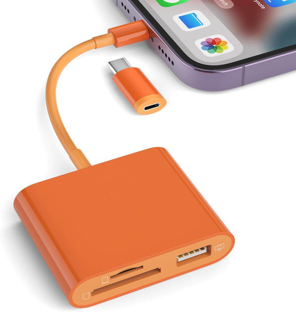 iPhone SD Card Reader, USB Camera Adapter Plug and Play Supports SD and TF Card, No App Required
