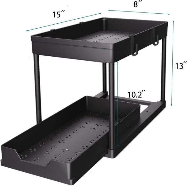 DEKAVA Under Sink Organizer 2 Pack, Bathroom Cabinet Organizer, 2 Tier Sliding Cabinet Basket