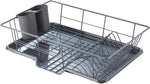 3-piece dish drainer rack set with cutlery holder for kitchen