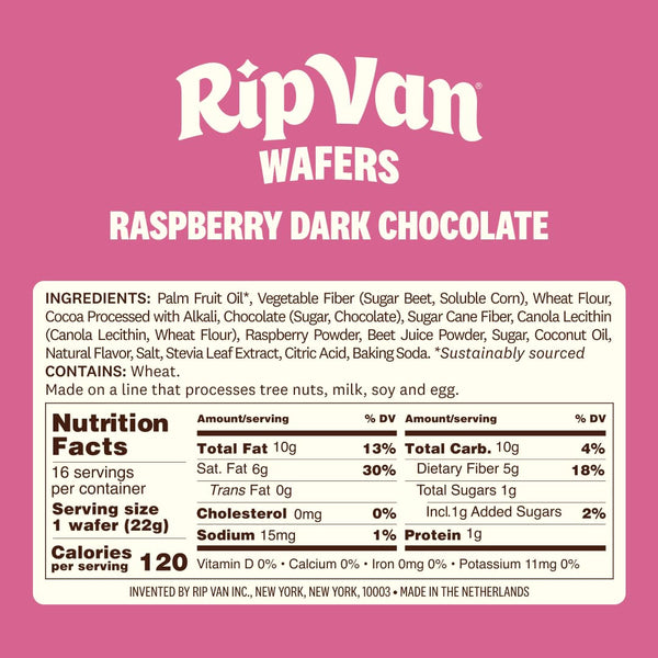 Raspberry and Dark Chocolate Wafer Cookies, 16 Count, Individually Wrapped