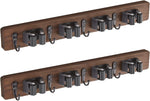Mop and Broom Holder Wall Mount - Rustic Wood Broom Mop Hanger - Wall Mounted Garden Tool Rack Organizer for Closet Garage Laundry Room Kitchen Decor With 4 Slots & 4 Hooks - Rayz Mart