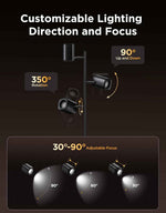 govee tree floor lamp with luminblend technology, 3 rotatable lights, standing lamp with 64 dynamic scenes, matter compatible