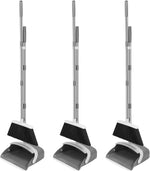 NACENA Broom and Dustpan Set, 52-in Long Adjustable Handle Broom Dustpan Combo with Dustpan Teeth to Automatically Clean Hair Suitable for Home Kitchen Office Hall Floor（Black&Red）