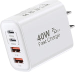 40W 4 Ports USB-C Wall Charger Plug Fast Charging Multiport Adapter