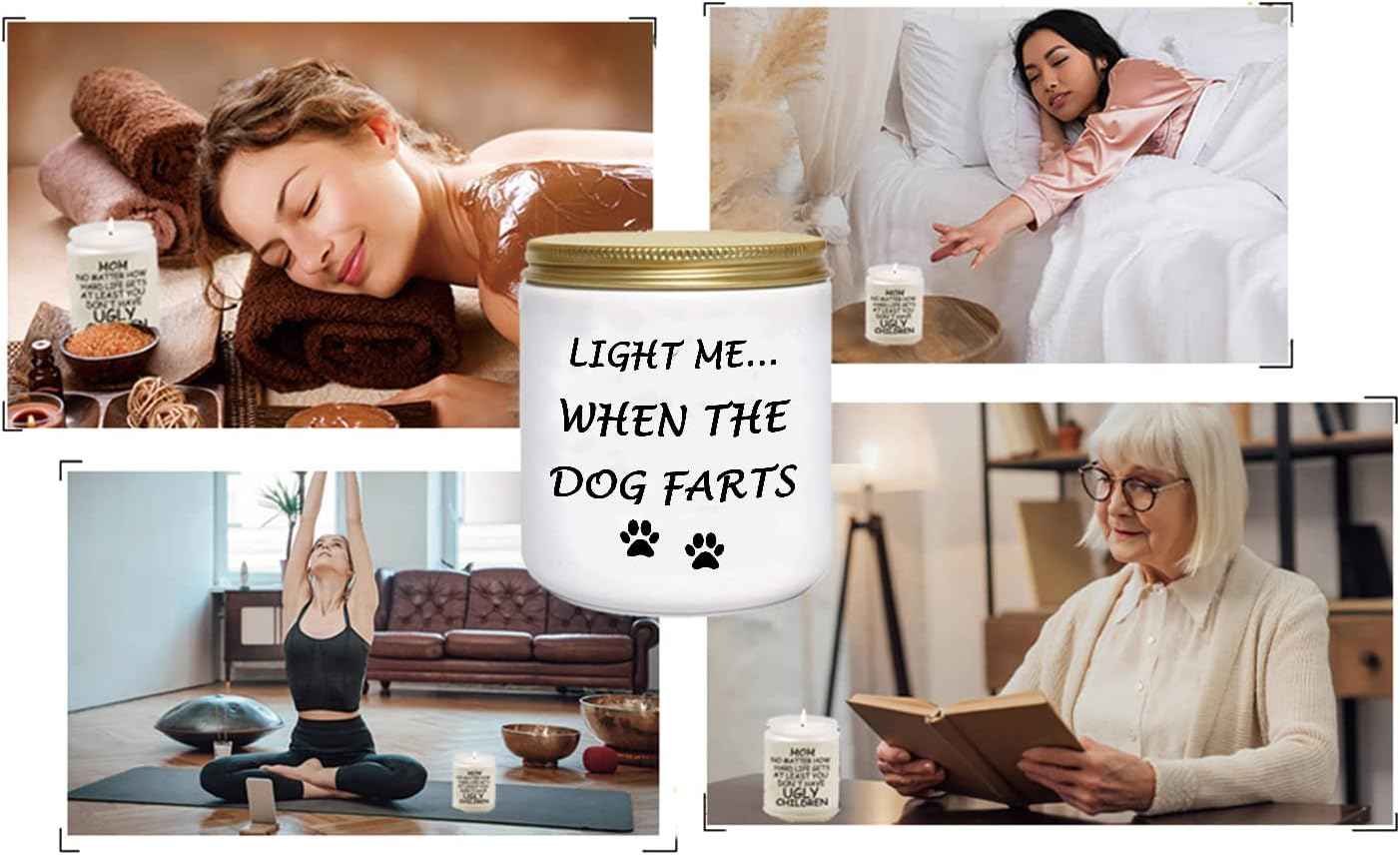 BFJLIFE Funny Gifts for Women Unique Dog Mom Dog Lovers Christmas Birthday Gifts for Her Sister Best Friend Girlfriend Wife Stocking Stuffers Light Me When Farts Lavender Scented Soy Candles