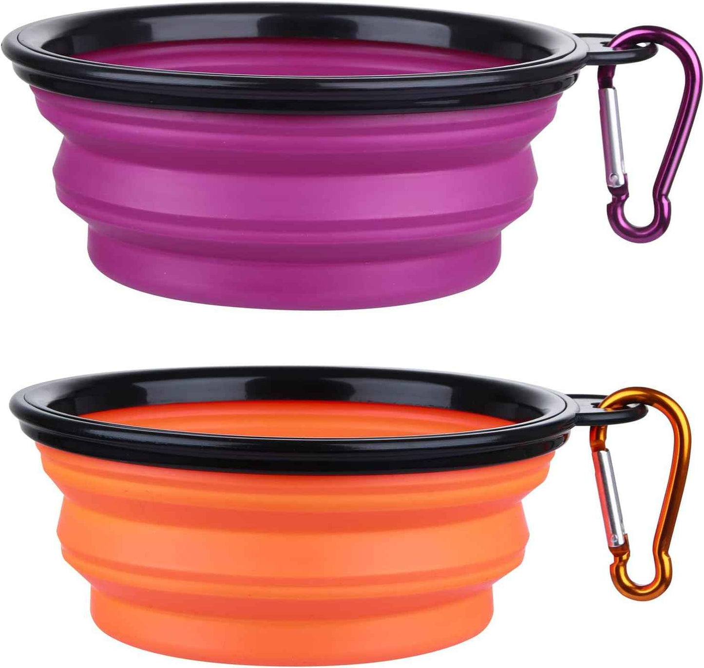Dog Bowl Pet Collapsible Bowls, 2 Pack for Cats Dogs, Portable Pet Feeding Watering Dish for Walking Parking Traveling with 2 Carabiners (Small, Blue+Green)