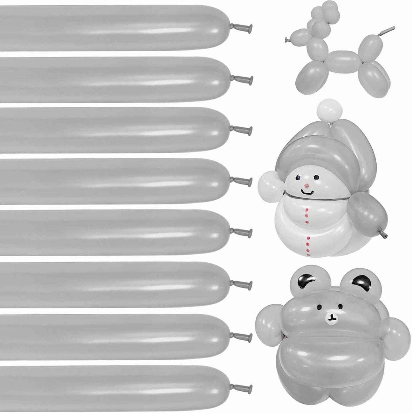 100Pcs 260 Balloons White Long Balloons for Balloon Garland Thickening Skinny Latex Twisting Balloon for Animals Modeling Christmas Birthday Wedding Party Decorations