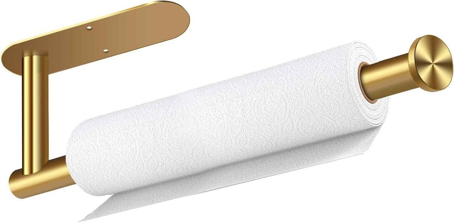 Paper Towel Holder, Self Adhesive or Drilling Paper Towel Holder Under Cabinet, Stainless Steel Black Paper Towel Holders Wall Mount for Kitchen, Bathroom, Sink, Pantry, Fridge