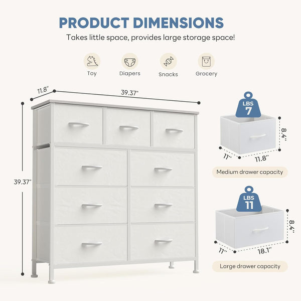 DUMOS Dresser for Bedroom Storage Organizer with 9 Drawers