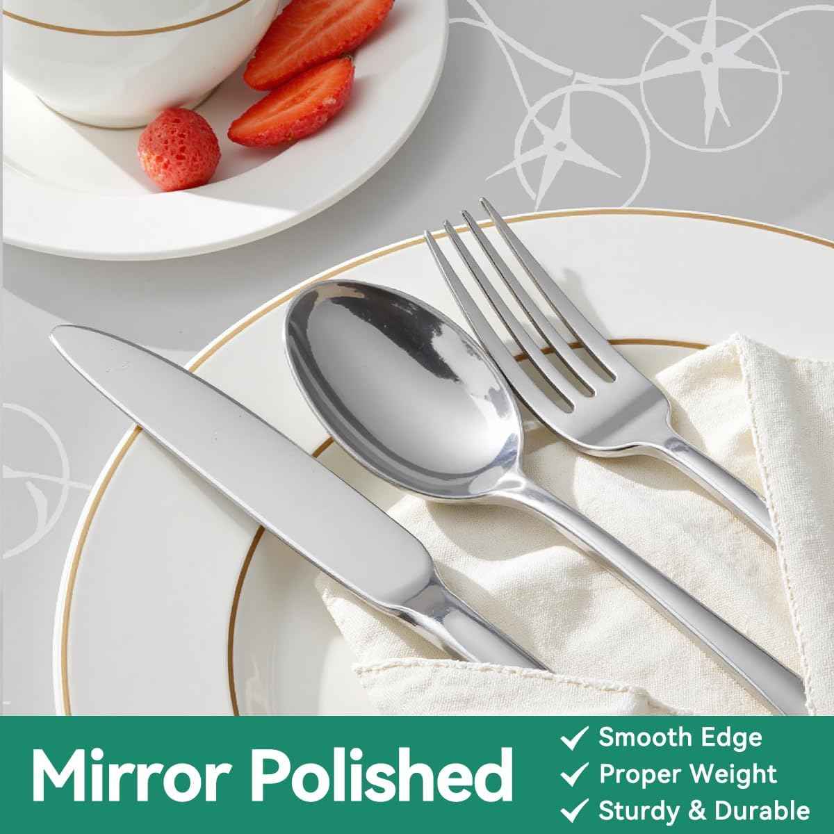 49-Piece Stainless Steel Silverware Set with Cutlery Organizer, Service for 8 with Steak Knives and Kitchen Utensils