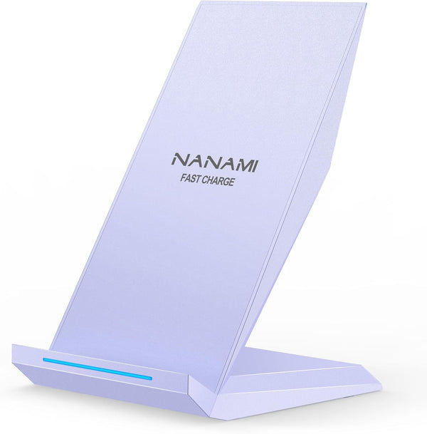 Fast Wireless Charger, NANAMI Wireless Charging Stand Compatible iPhone 17/17 Air/16/15/15 Pro/15 Plus/15 Pro Max/14/13, Nightstand Phone Charger Dock for Samsung Galaxy S26/S26+/S25/S24/S23/S22