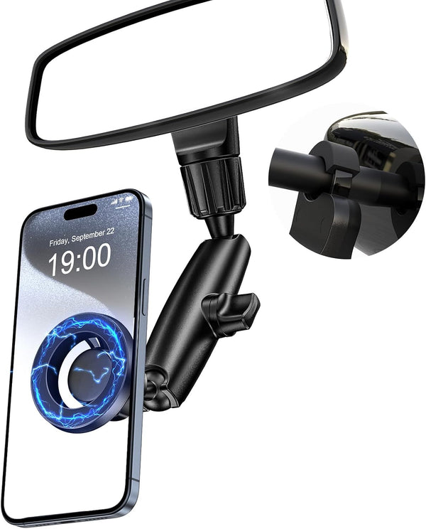 Phone Holders for Your Car, Rear View Mirror Phone Holder, 360° Rotating Car Phone Holder Mount Compatible with All 4"-7" iPhone and Android Cell Phones