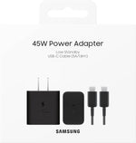 SAMSUNG 45W Wall Charger Power Adapter with Cable Included, Super Fast Charging for Galaxy Phones, Tablets and USB Type C Devices, Low Standby Power Consumption, EP-T4511XBEGUS, Black