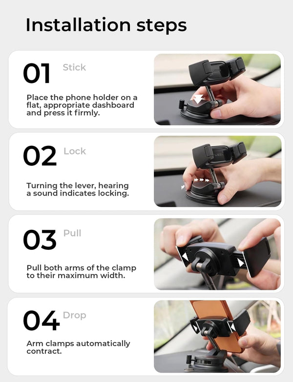 LISEN Suction Phone Mount for Car, [Ultra Suction & 95% Cases Friendly] Car Phone Holder Mount Vacuum Dashboard Phone Holder, Car Cell Phone Holder for iPhone 17 16 15 14 Pro Max Air Galaxy S26 S25