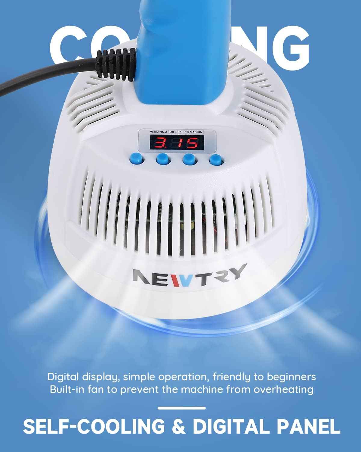NEWTRY 110V Induction Sealer 20-100mm Handheld Machine for Sealing Bottles and Caps