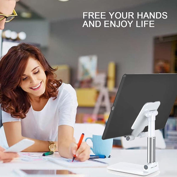 Adjustable Angle Height Phone Stand for Desk Compatible with iPhone and Smartphones