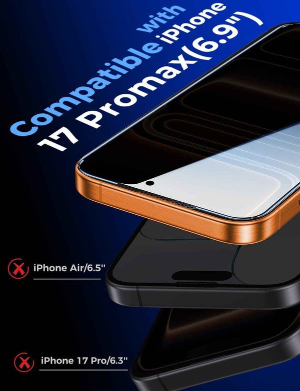 MAGIC JOHN 2 pack privacy screen protector for iPhone 17 Pro Max 6.9 inch with anti-spy and daily drop protection