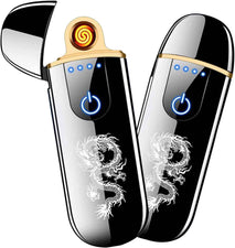 Dragon Smart USB Rechargeable Mini Electric Lighter - Touch Ignition, Windproof, Flameless Plasma Lighter with Battery Indicator