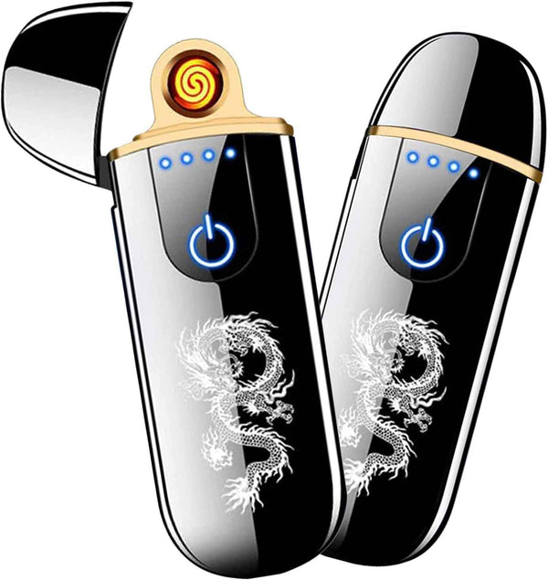 Dragon Smart USB Rechargeable Mini Electric Lighter - Touch Ignition, Windproof, Flameless Plasma Lighter with Battery Indicator