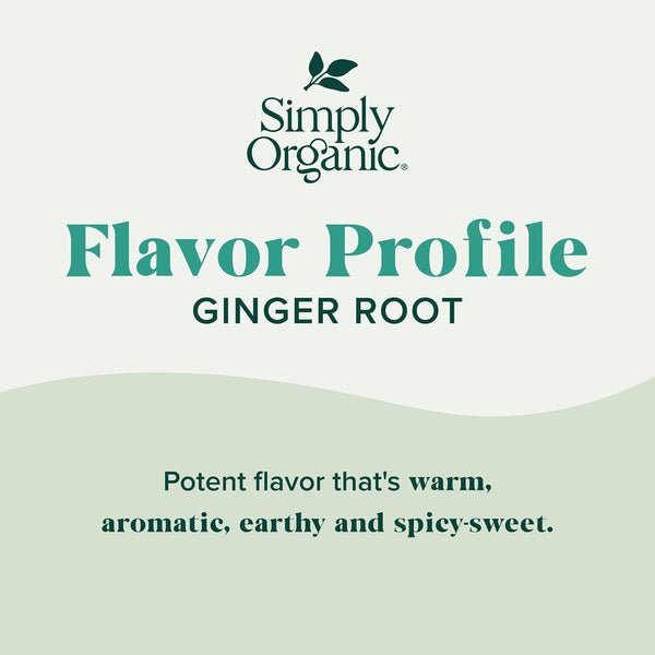 Simply Organic Ground Ginger Root, 1.64 Ounce, Non ETO, Non Irradiated, Non GMO, Versatile Spice for Sweet & Savory Dishes