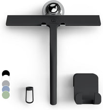 GÜTEWERK 9-Inch Silicone Shower Squeegee, Black with Stainless Steel Core and Soft-Touch Handle