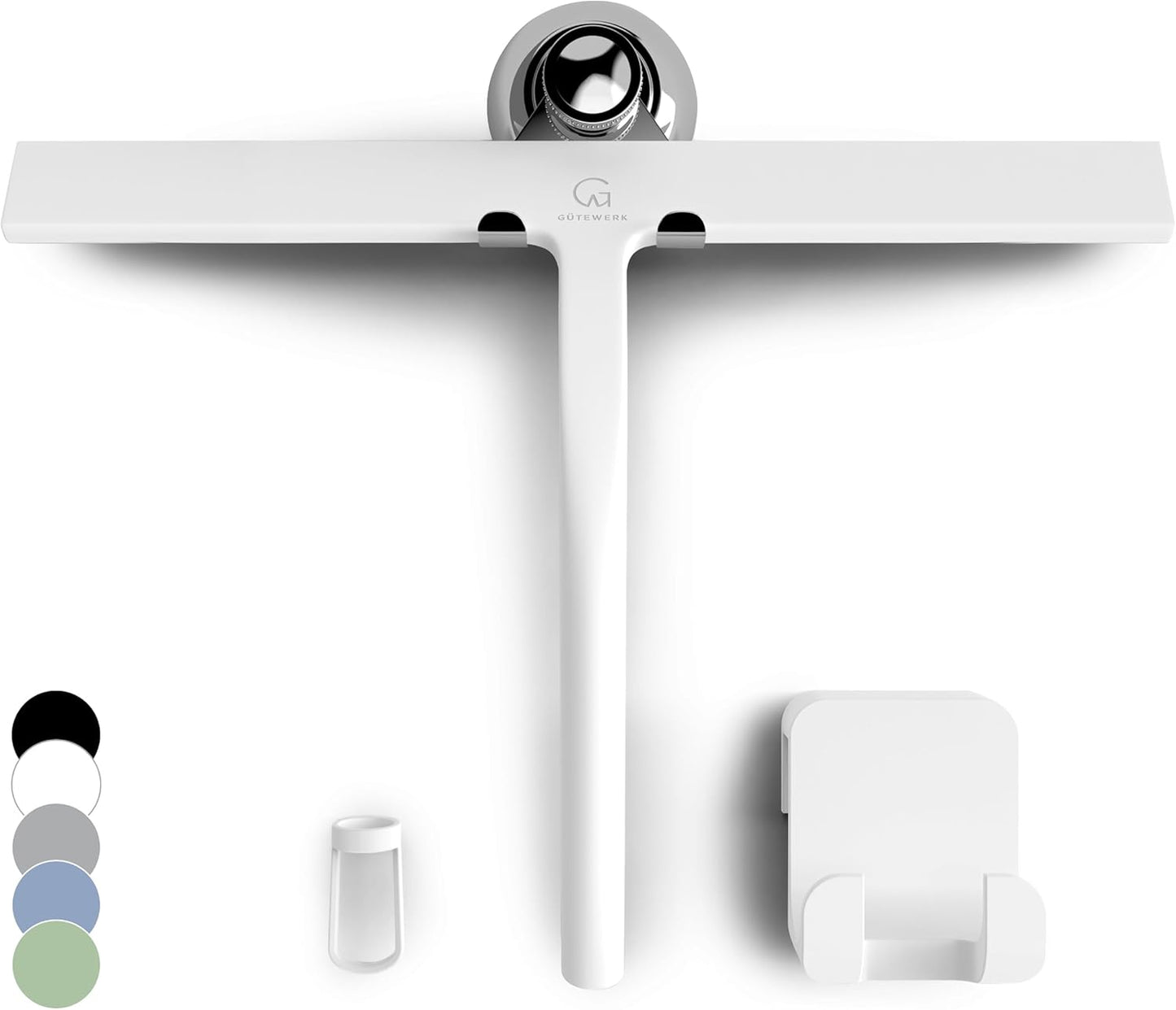 GÜTEWERK Shower Squeegee for Glass Doors, Silicone Window Squeegee, Bathroom and Glass Cleaning - Black - 9 Inch