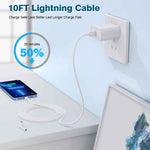 20w lightning iphone charger, extra long 10ft 2pack usb c to lightning cable for iphone 14 pro max and more