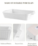 Malacasa porcelain baking dishes for oven, casserole set of 4, white, 9.4"/11.1"/12.2"/14.7"