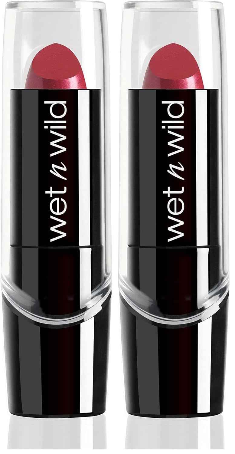 wet n wild Silk Finish Lipstick, Hydrating Rich Buildable Lip Color, Formulated with Vitamins A,E, & Macadamia for Ultimate Hydration, Cruelty-Free & Vegan - Cherry Frost