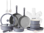 SENSARTE 24 Piece Pots and Pans Set, Nonstick Detachable Handle Cookware, Induction Kitchen Cookware Set with Removable Handle, Healthy Non Stick for RV, Dishwasher ＆ Oven Safe (White)