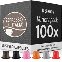 Espresso Italia 100 Variety Pack Pods compatible with Nespresso Original Line Machines