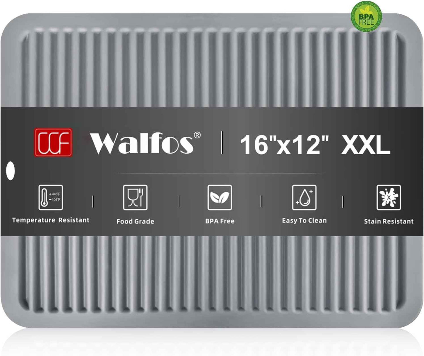 Walfos Silicone Trivet Mats - 4 Heat Resistant Pot Holders, Multipurpose Non-Slip Hot Pads for Kitchen Potholders, Hot Dishers, Jar Opener, Spoon Holder, Food Grade Silicone & BPA Free (Black)