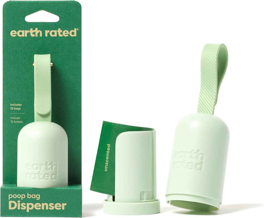 Earth Rated Dog Poop Bag Holder, Durable and Guaranteed Leakproof, Unscented, Dispenser with Starter Roll