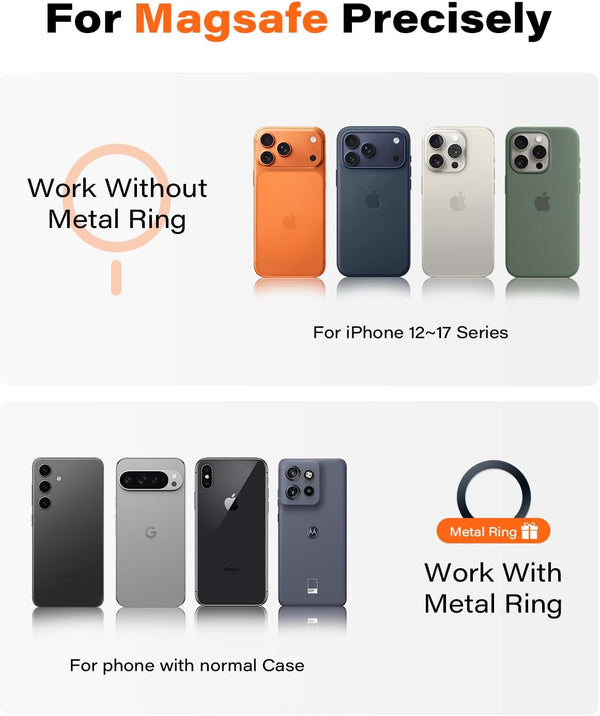 APPS2Car Magnetic Phone Holder for Gym, Alloy Base & Ball Joint, Attach to Metal Surfaces, Dual Magnet Phone Mount for MagSafe iPhone 12-17 Series
