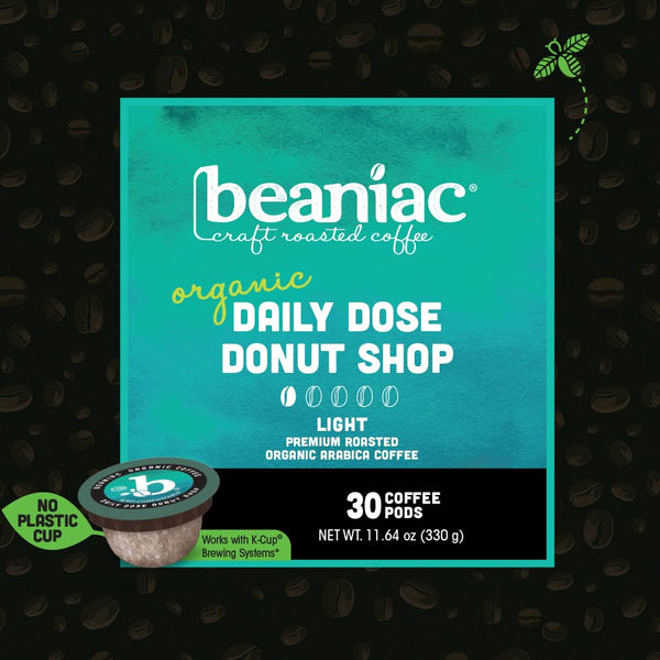 Organic Arabica coffee pods for Keurig brewers, 30 count, compostable