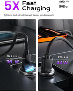 69W Dual Port Car Charger with USB C and USB A Ports
