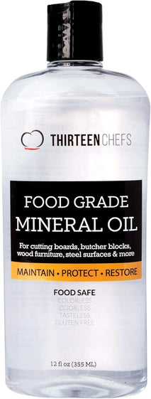 Thirteen Chefs Mineral Oil Conditioner for Wood Cutting Boards and Butcher Block