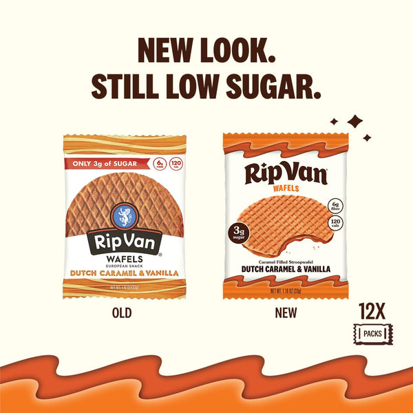 Rip Van Wafels Dutch Caramel & Vanilla Stroopwafels, 12 Count, Snack