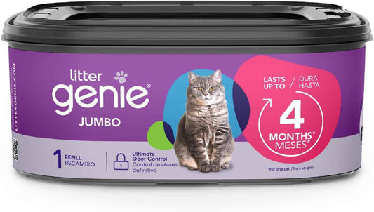 Litter Genie Refill Bags | Jumbo 1-Pack, 28 total ft | Up to 4 Months of Supply in 1 Cartridge | Ultimate Odor Control Cat Litter Bags