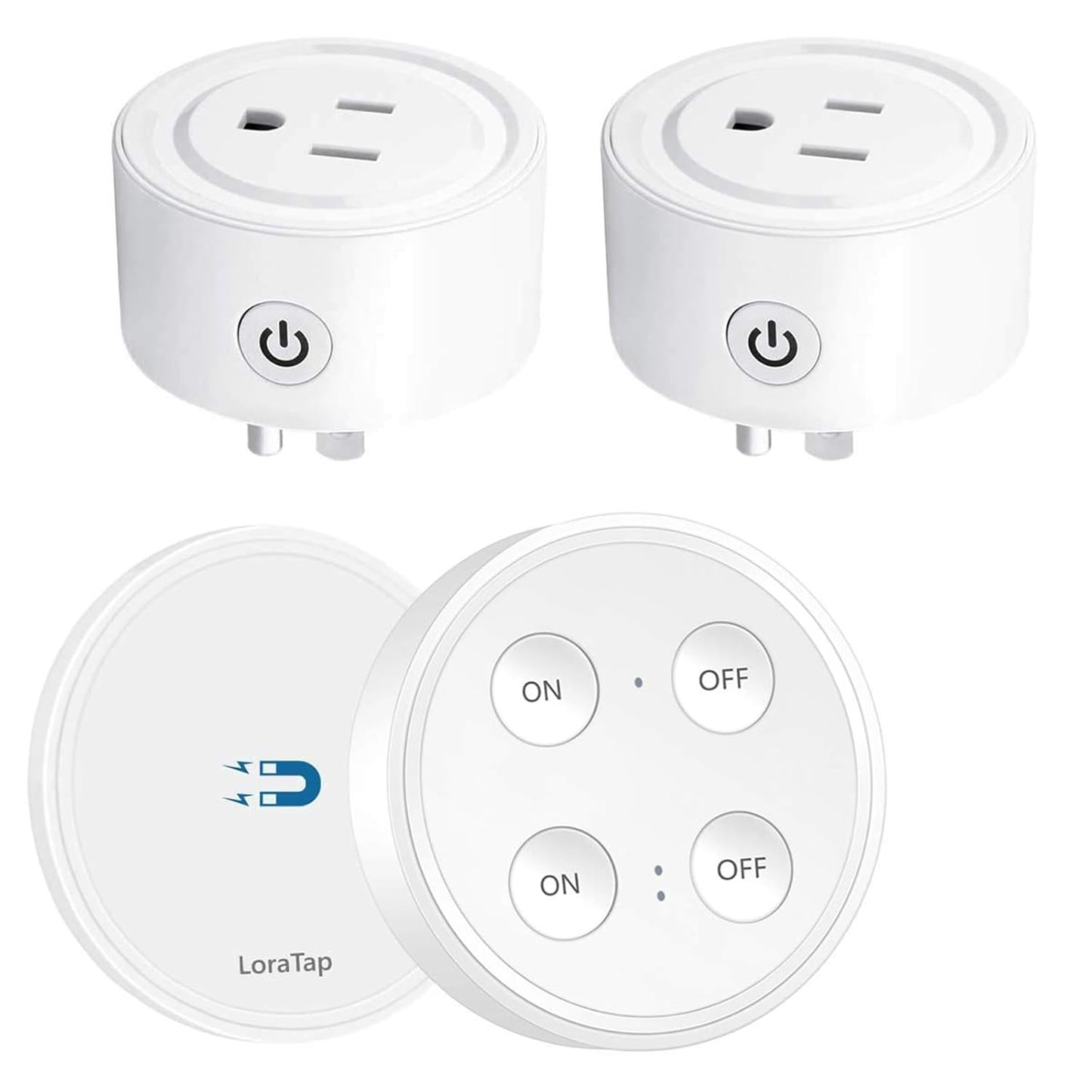 LoraTap Mini 656ft Range Wireless Outlet Plug, No Hub Required, 10A/1100W, White