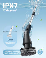 Leebein Electric Spin Scrubber, 2026 Upgraded Cordless Cleaning Brush Bathroom Scrubber, IPX7 Waterproof Electric Scrubber with 7 Brush Heads, Extendable Long Handle Power Scrubber for Bathtub Floor