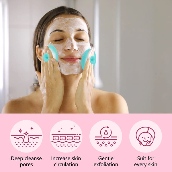 Silicone face scrubber set with 6 exfoliating brushes and lip mask tools, gentle on all skin types, blackhead removal