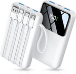 Power Bank, 15000mAh Portable Charger with Built in Cable, 22.5W Fast Charging, 6 Outputs, Slim Travel Essential Battery Pack with LED Display, Compatible with iPhone 17/16/15/14/13, iPad Black