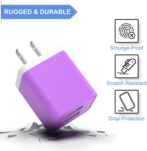 6 Pack USB Wall Charger with Dual USB Ports for iPhone and Samsung