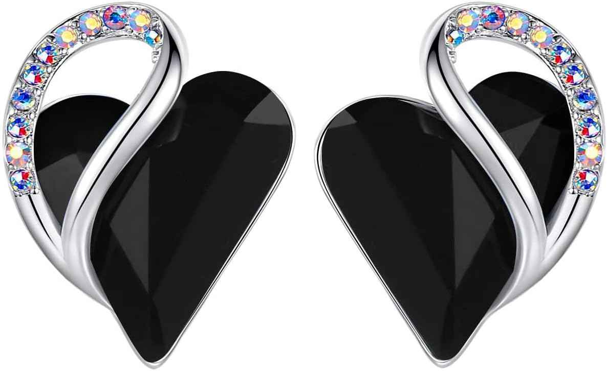 Leafael Infinity love Heart Birthstone Stud Earrings for Women, Valentine's Day Gifts for Mom, Wife, and Her, Silver Plated Birthday Jewelry